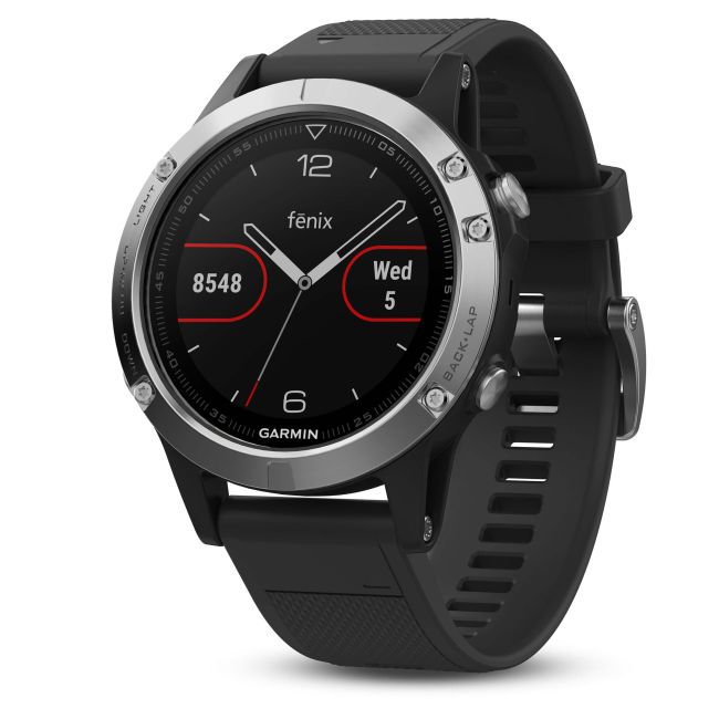 Garmin Fenix 5 Silver cu curea neagra