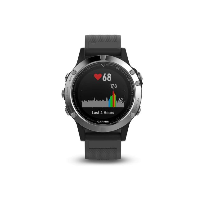Garmin Fenix 5 Silver cu curea neagra