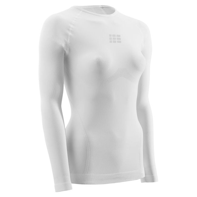 CEP - Tricou de compresie cu maneci lungi, ultralight pentru femei - alb