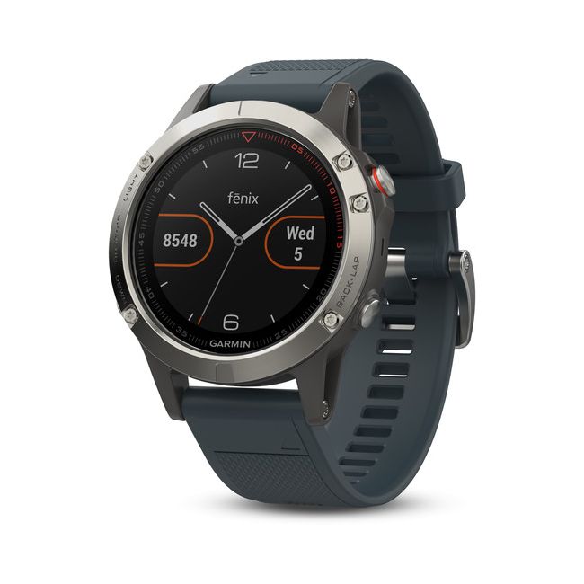 Garmin Fenix 5 Silver cu curea albastra granit
