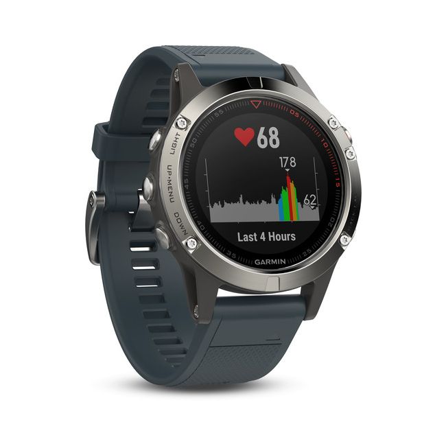 Garmin Fenix 5 Silver cu curea albastra granit