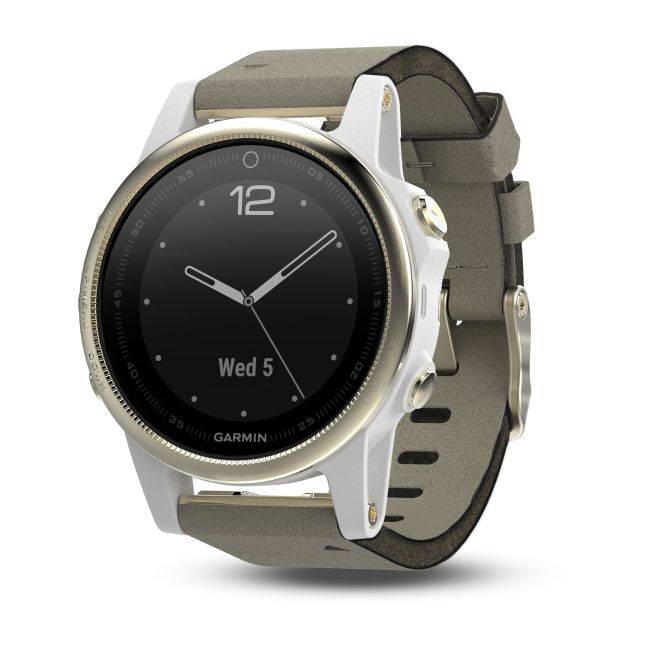 Garmin Fenix 5S Sapphire Champagne cu curea gri grey suede