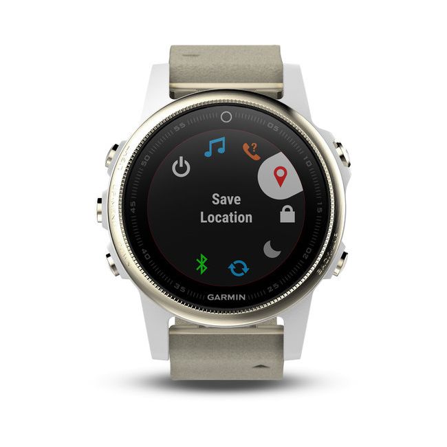Garmin Fenix 5S Sapphire Champagne cu curea gri grey suede