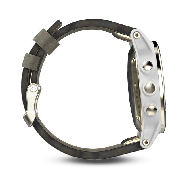Garmin Fenix 5S Sapphire Champagne cu curea gri grey suede