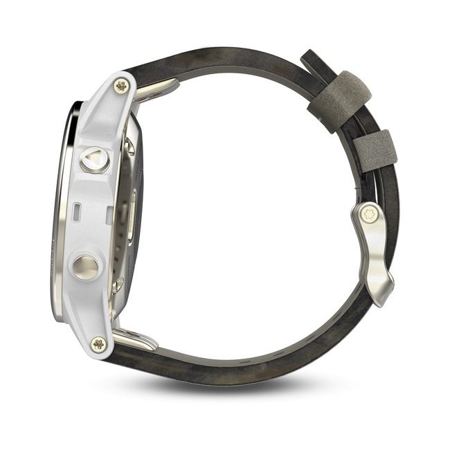 Garmin Fenix 5S Sapphire Champagne cu curea gri grey suede