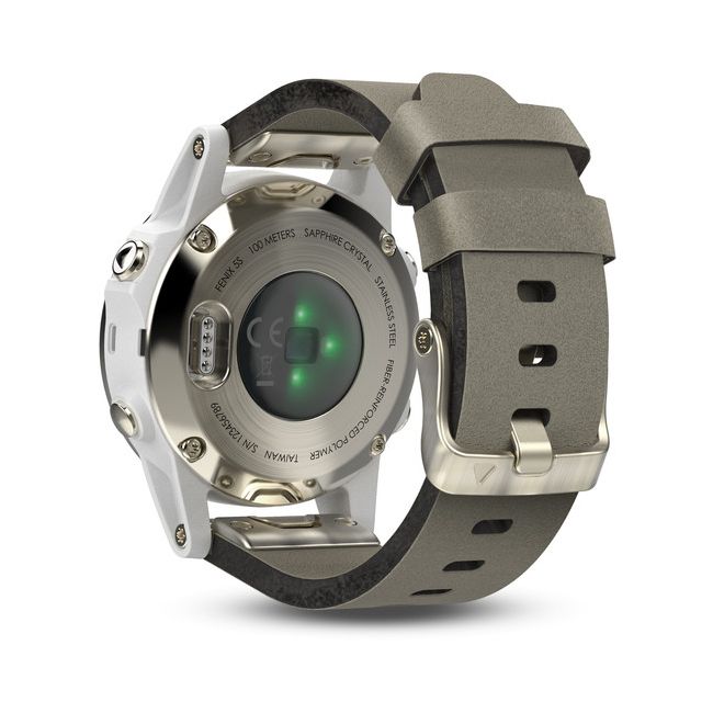Garmin Fenix 5S Sapphire Champagne cu curea gri grey suede