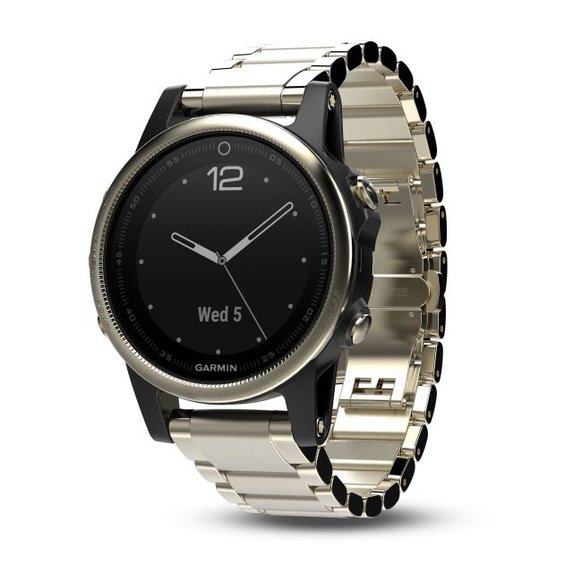 Garmin Fenix 5S Sapphire Champagne cu curea metalica