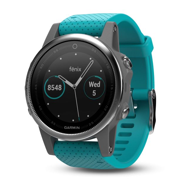Garmin Fenix 5S Silver cu curea turcoaz