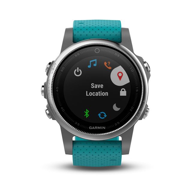 Garmin Fenix 5S Silver cu curea turcoaz