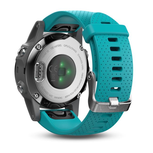 Garmin Fenix 5S Silver cu curea turcoaz