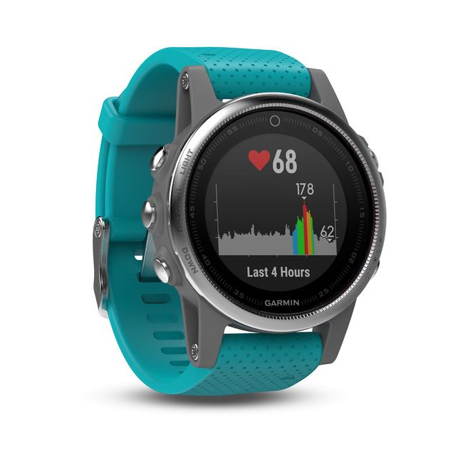 Garmin Fenix 5S Silver cu curea turcoaz
