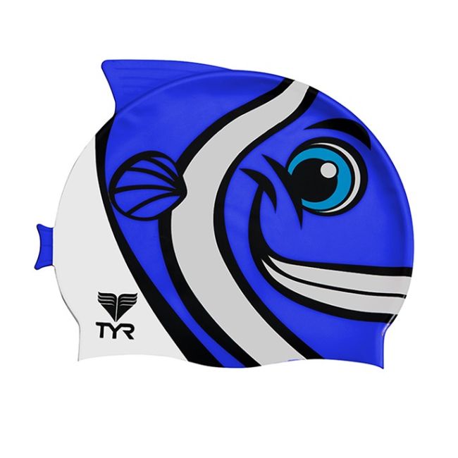 TYR Casca inot silicon copii Happy Fish albastra
