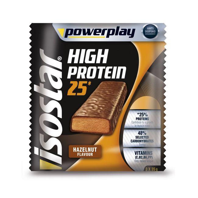 Isostar - Powerplay High Protein Bar Hazelnut - pachet 3x35g