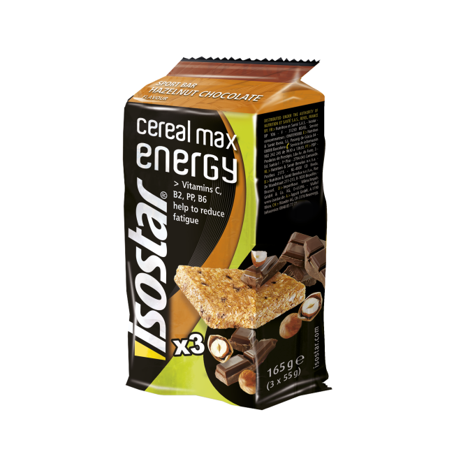 Trio Cereal Max Energy Bar Hazelnut Chocolate 3x55g Isostar