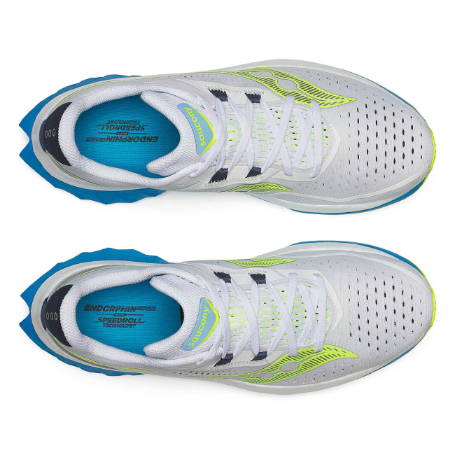 Saucony - pantofi alergare pentru barbati - Endorphin Speed 4 - Alb albastru white I viziblue