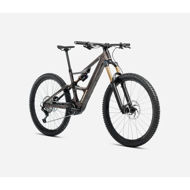 Bicicletă electrică eMTB Trail Orbea RISE LT M-TEAM 420W - Cosmic Carbon View | Golden Sand (Gloss)