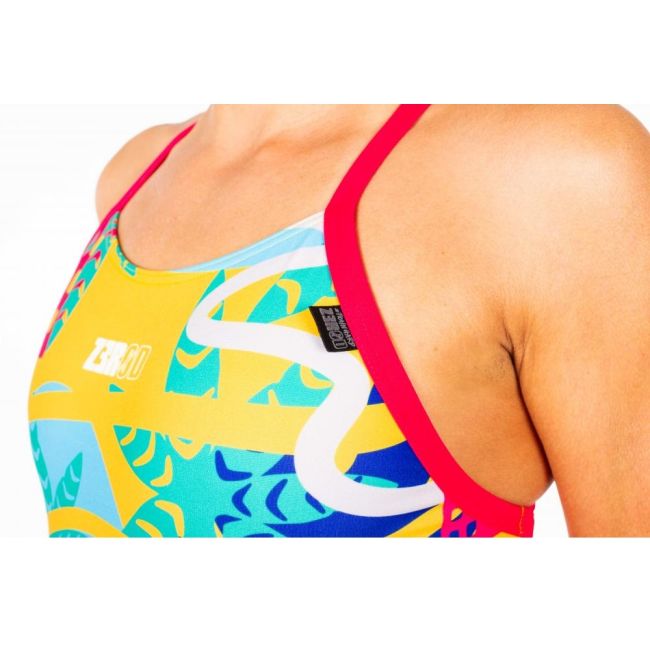 Z3R0D - Costum baie intreg femei one piece - rosu galben albastru Expressive Resort