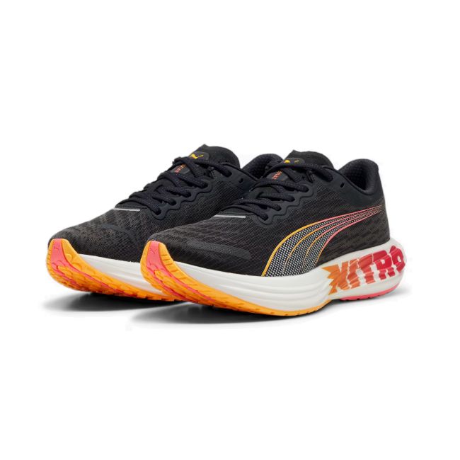 Puma - pantofi alergare pentru barbati Deviate Nitro 2 FF - negru alb portocaliu Sun Stream sunset glow