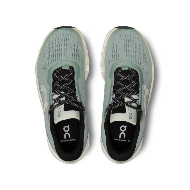 On Cloudmonster 2 - pantofi alergare pentru femei - gri mineral albastru verde deschis aloe