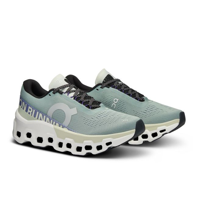 On Cloudmonster 2 - pantofi alergare pentru femei - gri mineral albastru verde deschis aloe