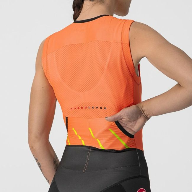 Castelli - costum trisuit triatlon pentru femei, fara maneca Free Sanremo SL Suit - negru portocaliu