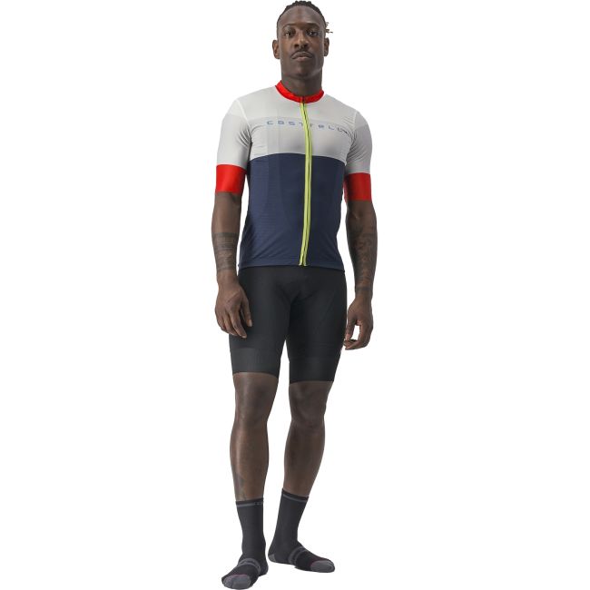 Castelli - tricou ciclism barbati maneca scurta Sezione jersey - bleumarin alb ivory rosu