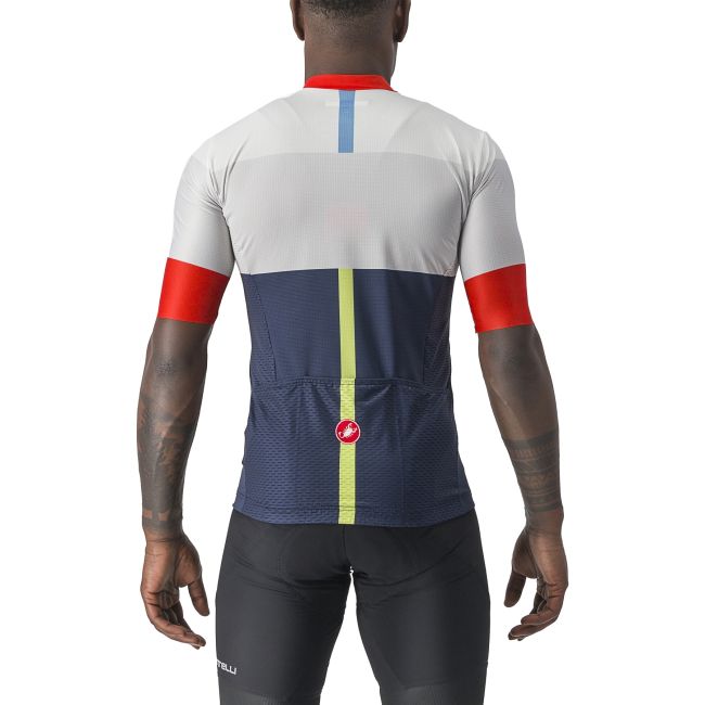 Castelli - tricou ciclism barbati maneca scurta Sezione jersey - bleumarin alb ivory rosu