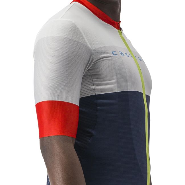 Castelli - tricou ciclism barbati maneca scurta Sezione jersey - bleumarin alb ivory rosu