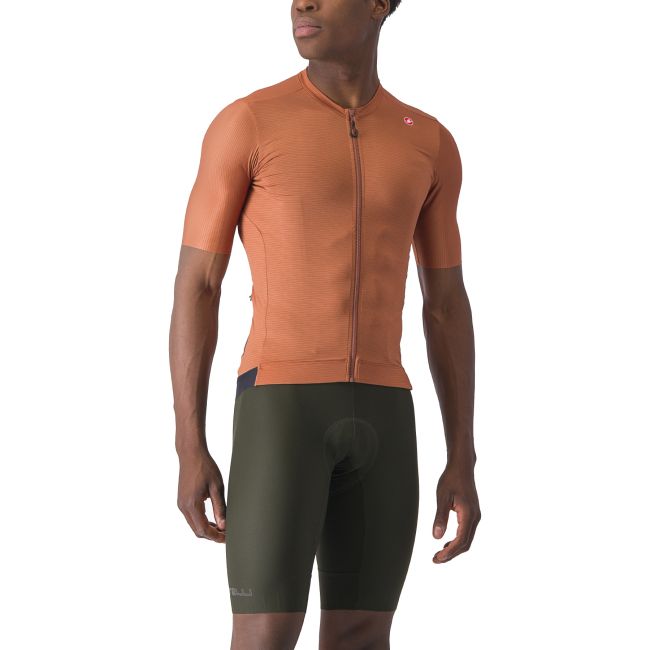 Castelli - tricou ciclism cu maneca scurta pentru barbati Espresso Jersey - maro deschis mocha gri inchis