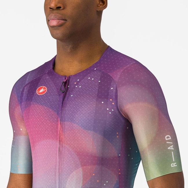 Castelli - tricou ciclism cu maneca scurta pentru barbati R-A/D Jersey - multicolor mov inchis albastru