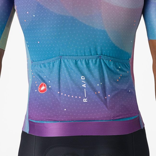 Castelli - tricou ciclism cu maneca scurta pentru barbati R-A/D Jersey - multicolor mov inchis albastru