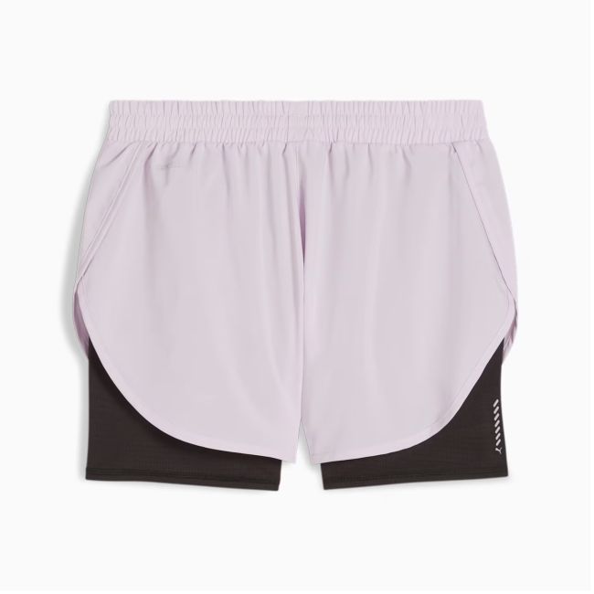 Puma - pantaloni scurti pentru femei Run Favourite Woven 2 in 1, 3 inch pants - negru mov deschis