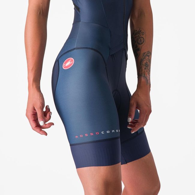 Castelli - costum trisuit triatlon pentru femei, maneca scurta Free Sanremo SS Suit - indigo belgian turcoaz