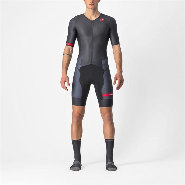 Castelli - costum trisuit triatlon pentru barbati, maneca scurta Free Sanremo SS Suit - negru