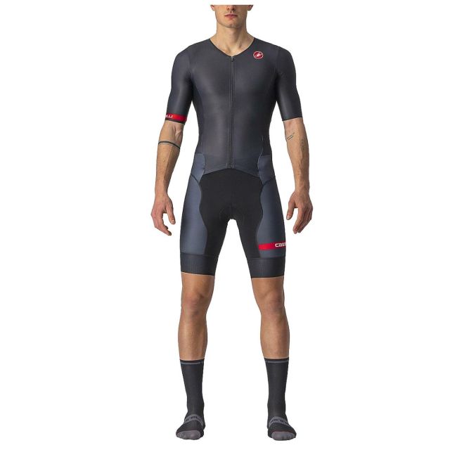 Castelli - costum trisuit triatlon pentru barbati, maneca scurta Free Sanremo SS Suit - negru