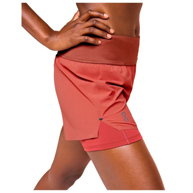 On - pantaloni scurti alergare pentru femei Running Shorts - maro rubin roscat