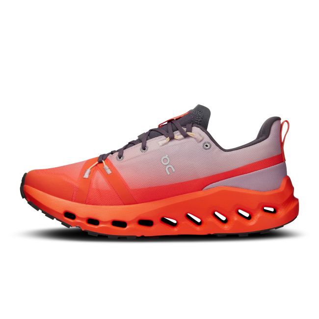 On Cloudsurfer Trail waterproof - pantofi alergare pentru femei - portocaliu flacara mov deschis