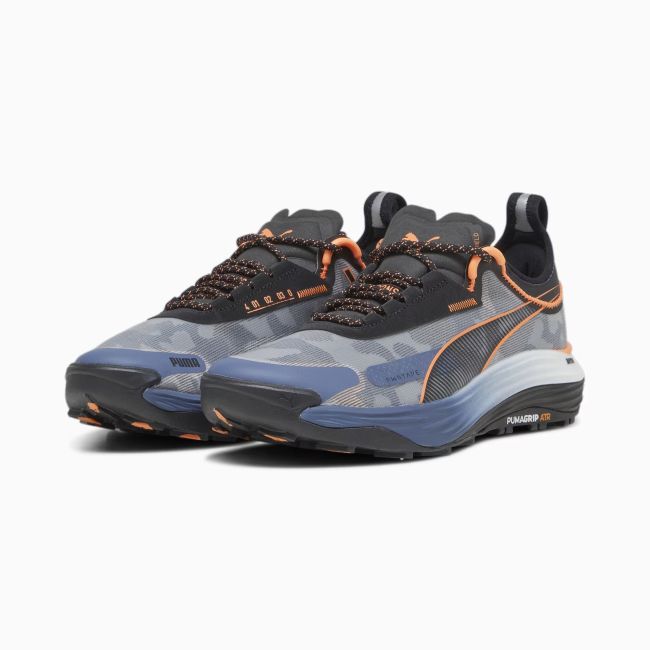 Puma - pantofi alergare pentru barbati Voyage Nitro 3 - gri albastru cerneala negru portocaliu Neon