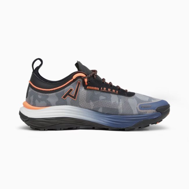 Puma - pantofi alergare pentru barbati Voyage Nitro 3 - gri albastru cerneala negru portocaliu Neon