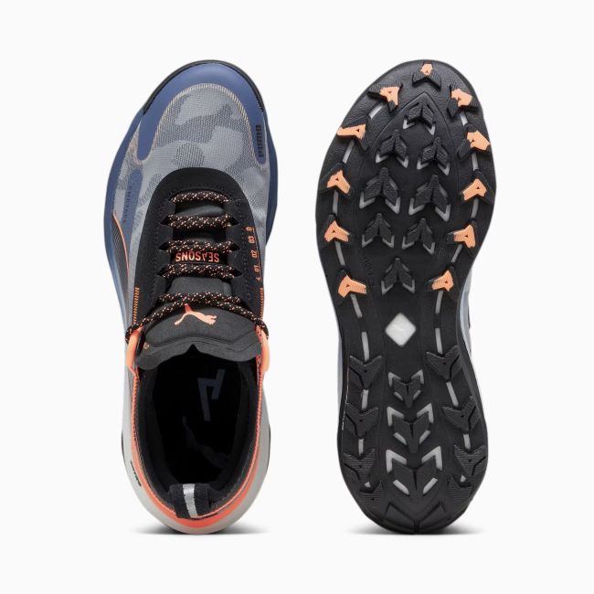 Puma - pantofi alergare pentru barbati Voyage Nitro 3 - gri albastru cerneala negru portocaliu Neon