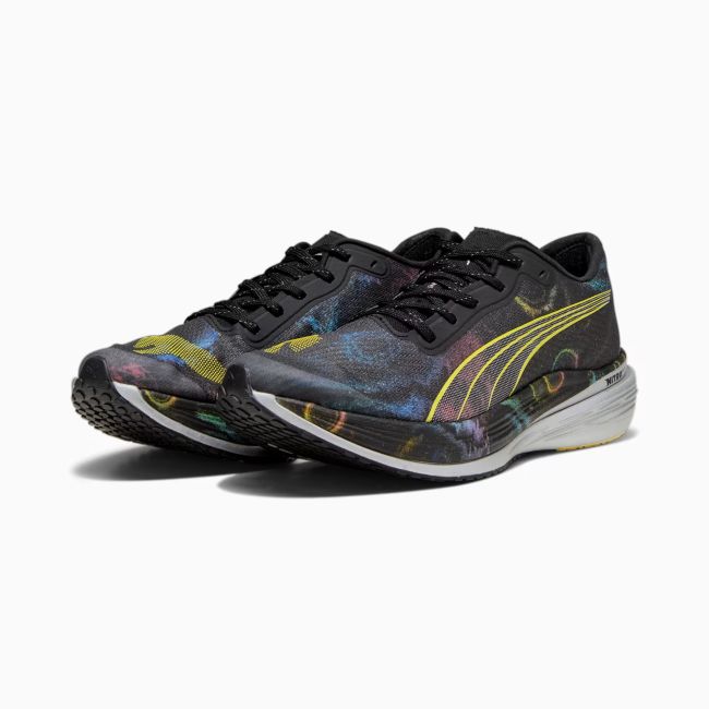 Puma - pantofi alergare pentru barbati Deviate Nitro Elite 2 - Marathon Series PU - negru argintiu galben Blaze