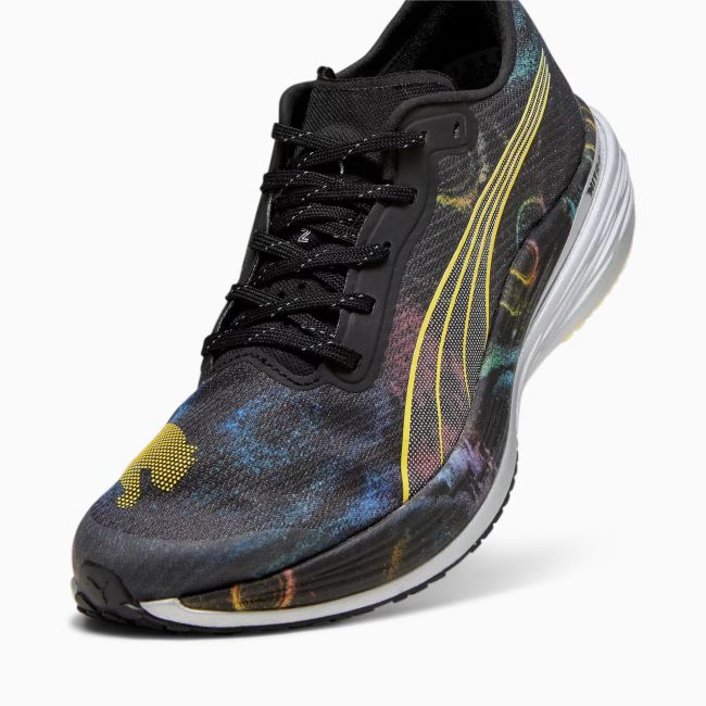 Puma - pantofi alergare pentru barbati Deviate Nitro Elite 2 - Marathon Series PU - negru argintiu galben Blaze