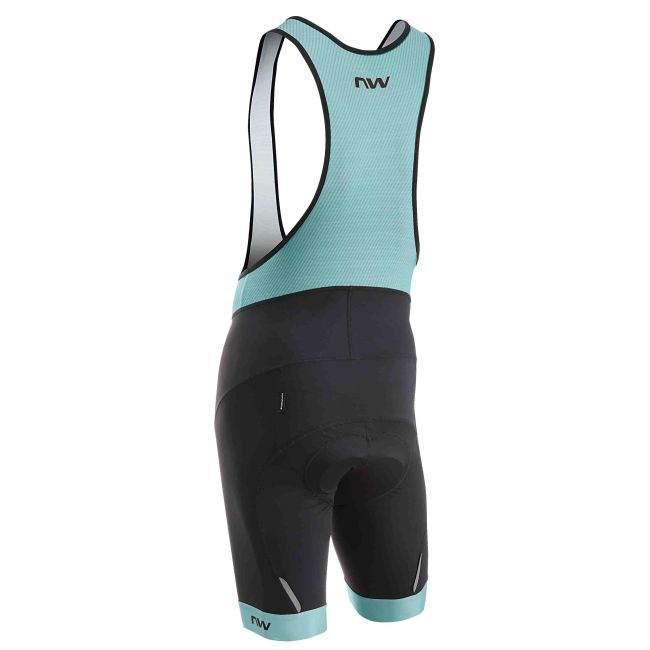 Northwave - pantaloni ciclism scurti cu bretele Force Evo Bibshorts - negru albastru deschis surf