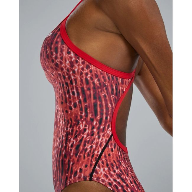 TYR - costum baie intreg pentru femei - Atolla Diamondfit - rosu multicolor