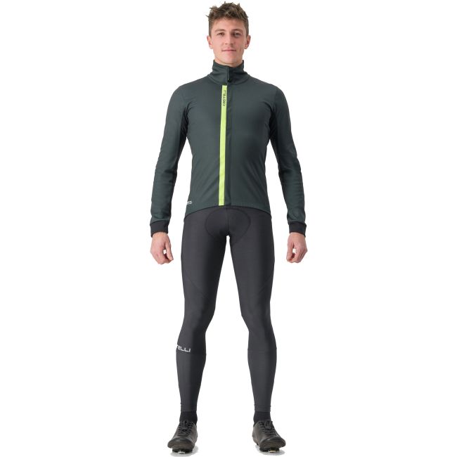 Castelli - Jacheta ciclism vreme rece sau iarna, Entrata Jacket - verde inchis rover galben fluo