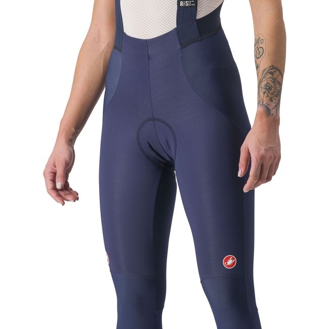 Castelli - Pantaloni lungi ciclism cu bretele iarna si vreme rece pentru femei Sorpasso Ros W bibtight - albastru belgian gri reflex