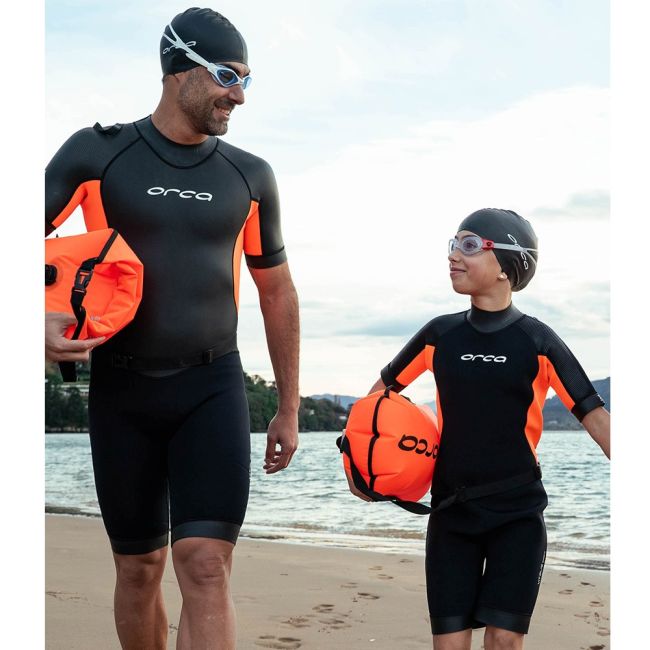 Orca - costum neopren ape deschise pentru copii pantalon scurt OpenWater Vitalis Squad junior Shorty wetsuit - negru portocaliu