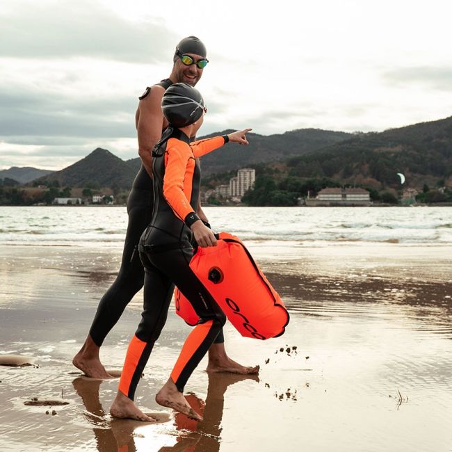 Orca - costum neopren ape deschise pentru copii vizibilitate sporita OpenWater Vitalis Hi Vis Squad junior wetsuit - black orange