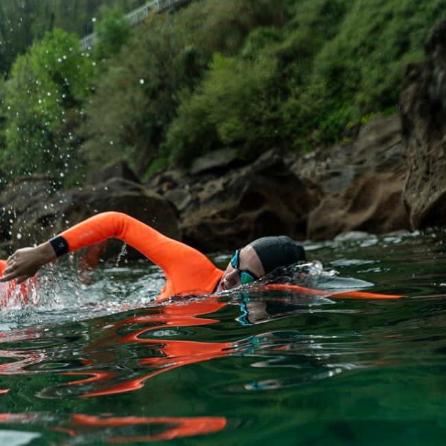 Orca - costum neopren ape deschise pentru femei vizibilitate sporita W Vitalis OpenWater HI VIS wetsuit - negru portocaliu