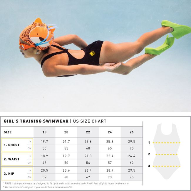 Finis - Costum de baie intreg Fete Bladeback - negru